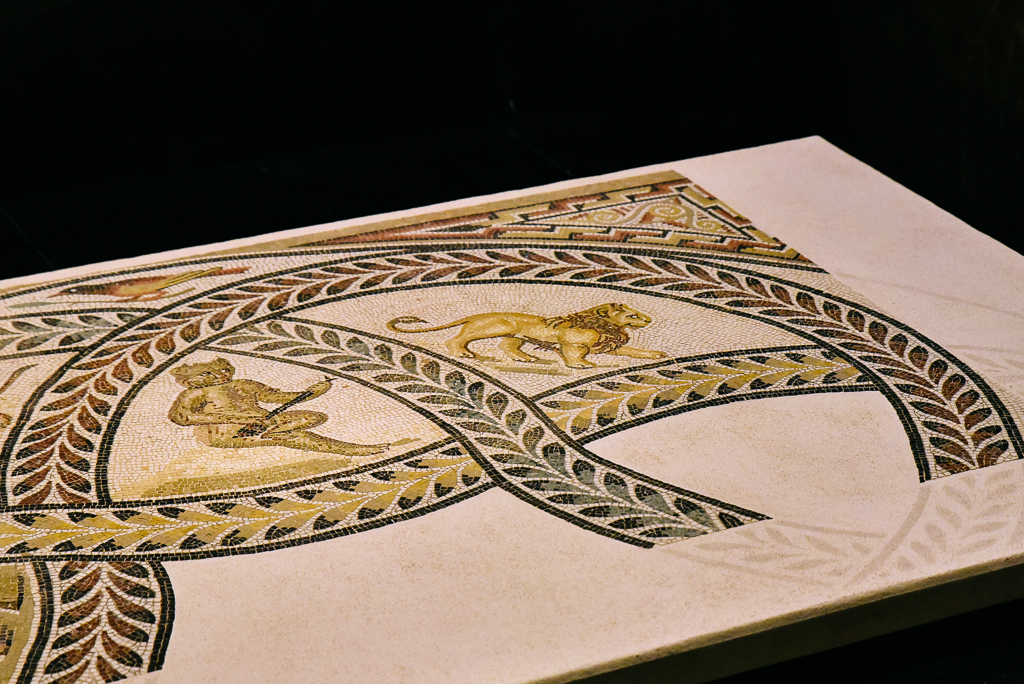 The art of living in the Roman world,  Roman empire Tunisia, Sousse 300-325 CE,   L. 252 × W.135cm; marble, limestone, glass paste  