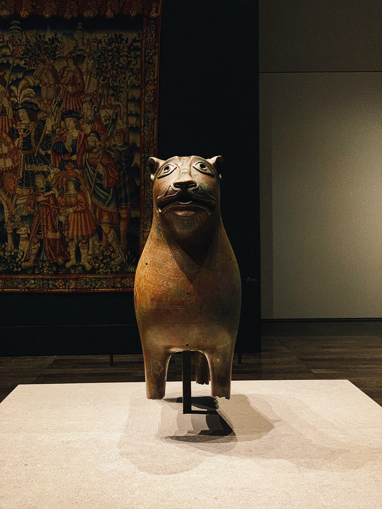 Monumental “Mari-Cha” lion, Spain or southern Italy, 1000–1200, H. 73 cm; bronze, Louvre Abu Dhabi, LAD 2017.002