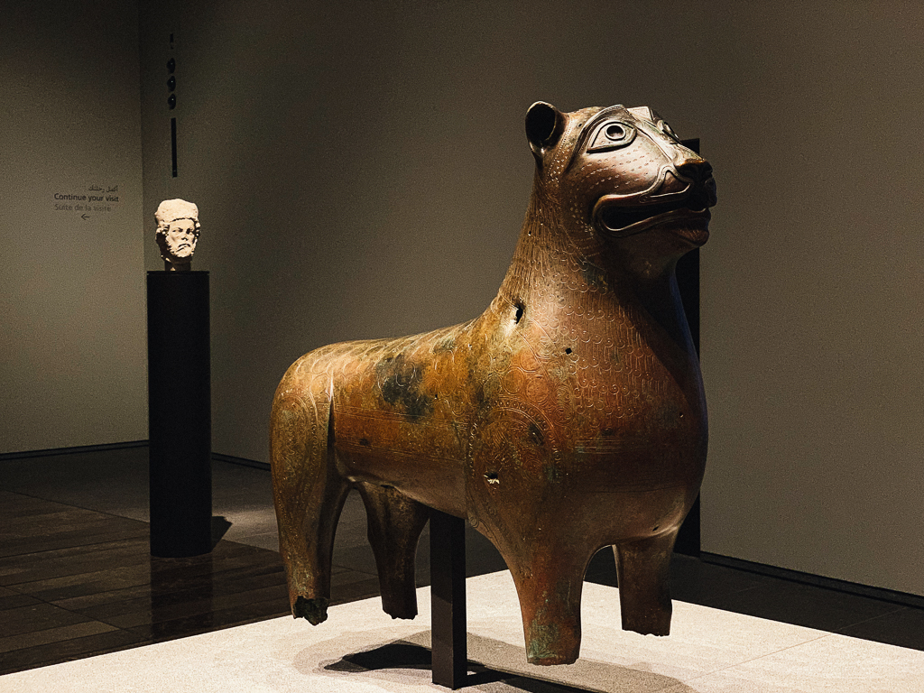 Monumental “Mari-Cha” lion, Spain or southern Italy, 1000–1200, H. 73 cm; bronze, Louvre Abu Dhabi, LAD 2017.002